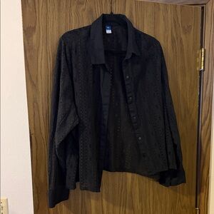 Black Lace Collared Shirt